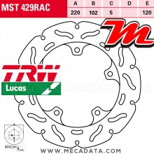 Disque de frein Arrière ~ Aprilia V4RR 1100 Touno, Factory (TY) 2015-2016 ~ TRW Lucas MST 429 RAC