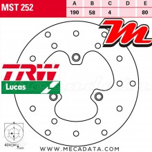 Disque de frein Arrière ~ Benelli 491 50 Sport, GT, SBK (BA01) 1997-2004 ~ TRW Lucas MST 252