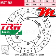 Disque de frein Avant ~ Benelli BX 450 Cross 2007+ ~ TRW Lucas MST 265