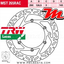 Disque de frein Avant ~ Benelli BX 450 Cross 2007+ ~ TRW Lucas MST 265 RAC