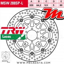 Disque de frein Avant gauche ~ BMW HP4 1000 RR (K10/K46) 2012+ ~ TRW Lucas MSW 288 SP-L