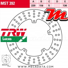 Disque de frein Arrière ~ BMW S 1000 RR (2R10) 2016+ ~ TRW Lucas MST 392