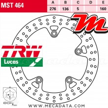 Disque de frein Arrière ~ BMW R 1200 GS LC ABS (1G12) 2016+ ~ TRW Lucas MST 464