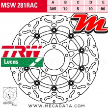 Disque de frein Avant ~ Ducati 796 Hypermotard (B1) 2010-2012 ~ TRW Lucas MSW 281 RAC