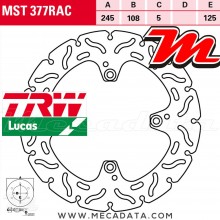 Disque de frein Arrière ~ Ducati 796 Hypermotard (B1) 2010-2012 ~ TRW Lucas MST 377 RAC