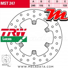 Disque de frein Arrière ~ Ducati 888 SP, SP2, SP3 (ZDM888S...) 1989-1991 ~ TRW Lucas MST 247