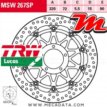 Disque de frein Avant ~ Ducati 899 Panigale ABS (H8) 2013+ ~ TRW Lucas MSW 267 SP