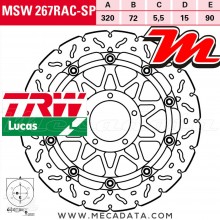 Disque de frein Avant ~ Ducati 899 Panigale ABS (H8) 2013+ ~ TRW Lucas MSW 267 RAC-SP