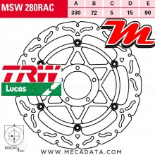 Disque de frein Avant ~ Ducati 1199 Panigale R (H8) 2013+ ~ TRW Lucas MSW 280 RAC