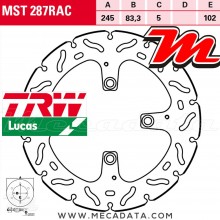 Disque de frein Arrière ~ Ducati 1200 Monster R ABS (MA/MB) 2016+ ~ TRW Lucas MST 287 RAC