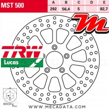 Disque de frein Avant ~ Harley Davidson XL 883 C Sportster Custom (XL2) 2003-2010 ~ TRW Lucas MST 500