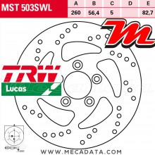 Disque de frein Arrière ~ Harley Davidson XL 883 R Roadster (XL2) 2010-2013 ~ TRW Lucas MST 503 SWL