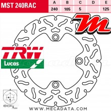 Disque de frein Arrière ~ Honda NSS 125 Forza 2015+ ~ TRW Lucas MST 240 RAC