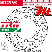 Disque de frein Avant ~ Honda VT 125 C (JC29) 1999-2000 ~ TRW Lucas MST 273 RAC