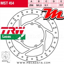 Disque de frein Avant ~ Honda TRX 250 L 2012+ ~ TRW Lucas MST 454