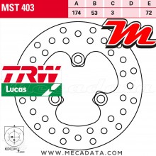 Disque de frein Avant ~ Honda TRX 250 X (TE13) 1987-1992 ~ TRW Lucas MST 403