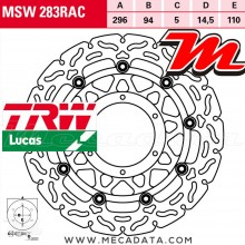 Disque de frein Avant ~ Honda CB 600 F Hornet (PC41) 2007+ ~ TRW Lucas MSW 283 RAC