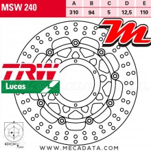 Disque de frein Avant ~ Honda CBR 600 RA ABS (PC40) 2009+ ~ TRW Lucas MSW 240