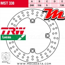 Disque de frein Arrière ~ Honda CBR 650 F (RC97) 2017+ ~ TRW Lucas MST 338