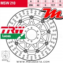 Disque de frein Avant ~ Honda VFR 800 ABS (RC46) 2002-2013 ~ TRW Lucas MSW 210