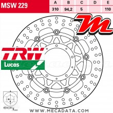 Disque de frein Avant ~ Honda VFR 800 F ABS (RC79) 2014-2016 ~ TRW Lucas MSW 229