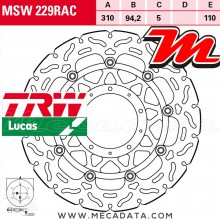 Disque de frein Avant ~ Honda VFR 800 F ABS (RC79) 2014-2016 ~ TRW Lucas MSW 229 RAC