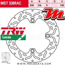 Disque de frein Arrière ~ Honda CBF 1000 ABS (SC58) 2006-2010 ~ TRW Lucas MST 338 RAC