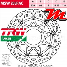 Disque de frein Avant ~ Honda CBR 1000 RR Fireblade (SC59) 2008-2016 ~ TRW Lucas MSW 265 RAC