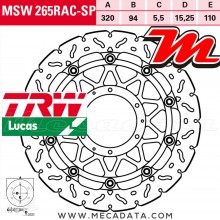 Disque de frein Avant ~ Honda CBR 1000 RR Fireblade (SC59) 2008-2016 ~ TRW Lucas MSW 265 RAC-SP