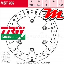 Disque de frein Avant ~ Honda CBR 1000 F (SC24) 1993-1999 ~ TRW Lucas MST 206