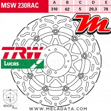 Disque de frein Avant ~ Honda CRF 1000 L, LA, LD Africa Twin (SD04) 2015-2016 ~ TRW Lucas MSW 230 RAC
