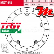 Disque de frein Arrière ~ Honda VFR 1200 FA ABS (SC63) 2010+ ~ TRW Lucas MST 448