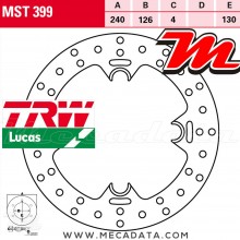 Disque de frein Arrière ~ Husqvarna TXC 450 2005-2010 ~ TRW Lucas MST 399