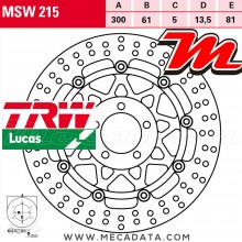 Disque de frein Avant ~ Kawasaki ZZR 500 (ZX500D) 1993-1994 ~ TRW Lucas MSW 215