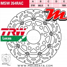 Disque de frein Avant ~ Kawasaki ZX-6R 636 Ninja ABS (ZX636E) 2013+ ~ TRW Lucas MSW 264 RAC