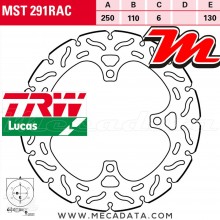 Disque de frein Arrière ~ Kawasaki Z 900 (ZRT00H) 2017+ ~ TRW Lucas MST 291 RAC