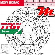 Disque de frein Avant ~ Kawasaki KLV 1000 (BS) 2004-2006 ~ TRW Lucas MSW 250 RAC