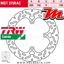 Disque de frein Arrière ~ Kawasaki Z 1000 (ZRT00F) 2014+ ~ TRW Lucas MST 375 RAC