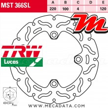 Disque de frein Arrière ~ Kawasaki ZX-10R 1000 Ninja (ZXT100C) 2004-2005 ~ TRW Lucas MST 366 SL