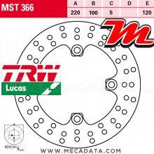 Disque de frein Arrière ~ Kawasaki ZX-10R 1000 Ninja (ZXT100E) 2008-2009 ~ TRW Lucas MST 366