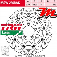 Disque de frein Avant gauche ~ Kawasaki ZX-10R 1000 Ninja ABS (ZXT00S) 2016+ ~ TRW Lucas MSW 226 RAC