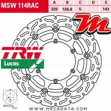 Disque de frein Avant ~ KTM LC4 640 Adventure (KTM-4T-EGS) 2001-2002 ~ TRW Lucas MSW 114 RAC