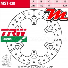 Disque de frein Arrière ~ KTM LC8 990 Adventure R, ABS (KTM LC-8) 2009-2012 ~ TRW Lucas MST 438