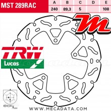 Disque de frein Arrière ~ KTM 1290 Super Duke R ABS 2015+ ~ TRW Lucas MST 289 RAC