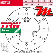 Disque de frein Avant ~ Peugeot 50 Elyseo (G1A) 2003 ~ TRW Lucas MST 261
