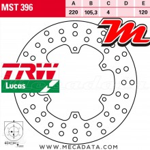 Disque de frein Avant ~ Piaggio GTV 125 (M31) 2007-2009 ~ TRW Lucas MST 396