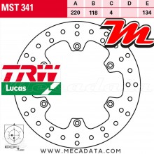 Disque de frein Arrière ~ Suzuki DR 125 SM (CS) 2008-2012 ~ TRW Lucas MST 341