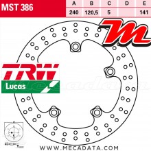 Disque de frein Arrière ~ Suzuki GSR 600 A ABS (WVB9) 2006-2010 ~ TRW Lucas MST 386