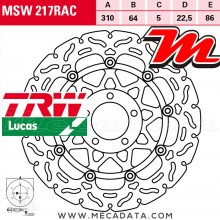 Disque de frein Avant ~ Suzuki GSXR 750 (GR77A/B) 1988-1989 ~ TRW Lucas MSW 217 RAC