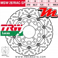 Disque de frein Avant ~ Triumph 675 Daytona, ABS (H67) 2013+ ~ TRW Lucas MSW 287 RAC-SP